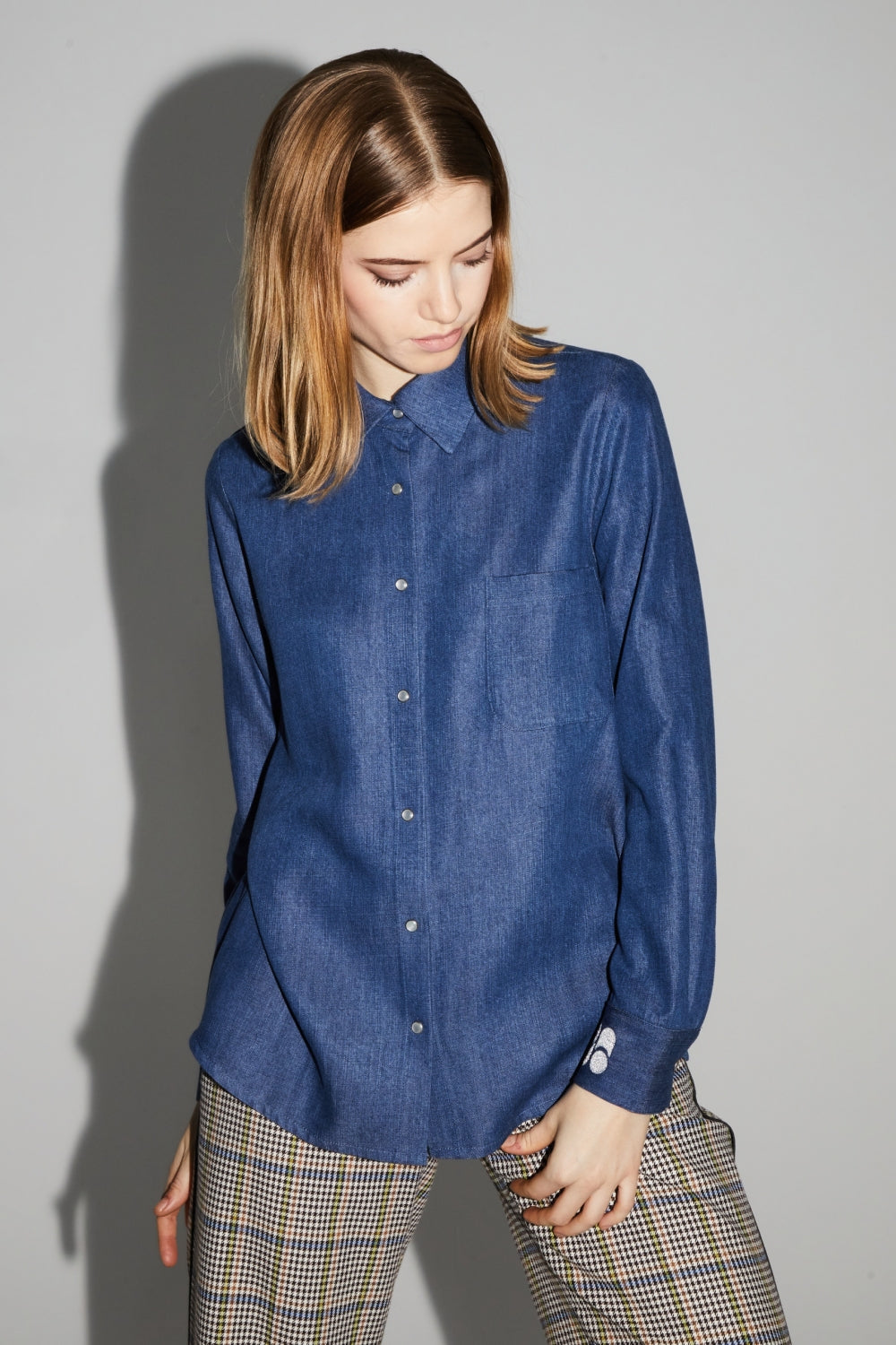 Camisa Lou Lyocell Blue Fabricada En Italia - Azul