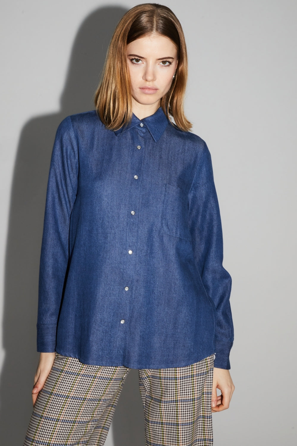 Camisa Lou Lyocell Blue Fabricada En Italia - Azul