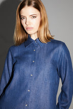 Camisa Lou Lyocell Blue Fabricada En Italia - Azul