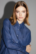Camisa Lou Lyocell Blue Fabricada En Italia - Azul