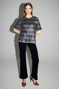 Blusa de rayas azul marino Poppy hecha en Italia