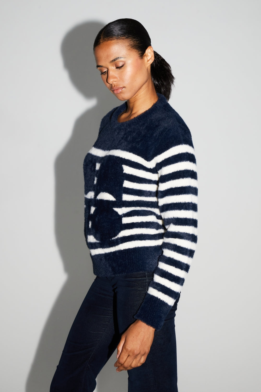 Lina Fluffy Navy Knit Made In Portugal