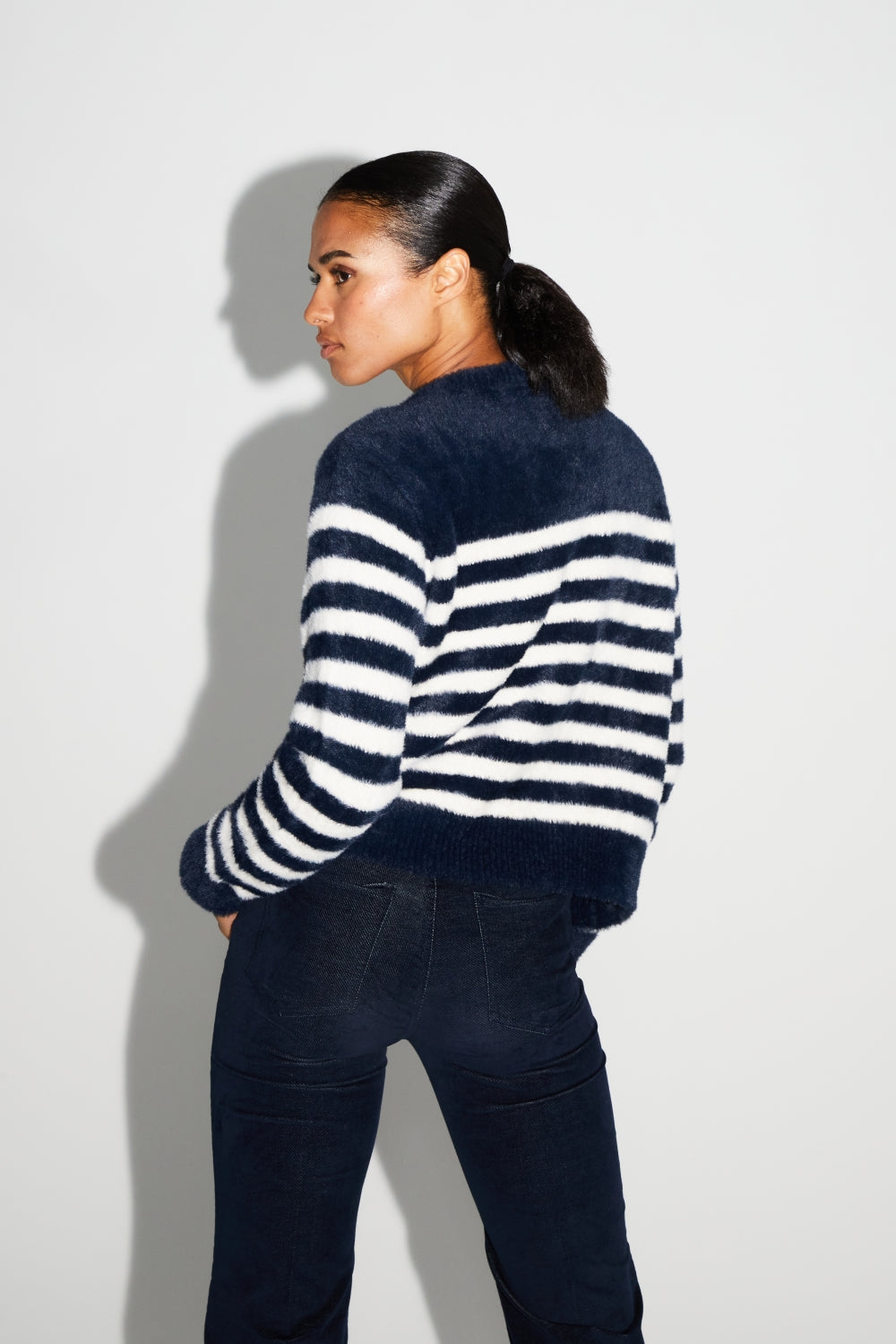 Lina Fluffy Navy Knit Made In Portugal