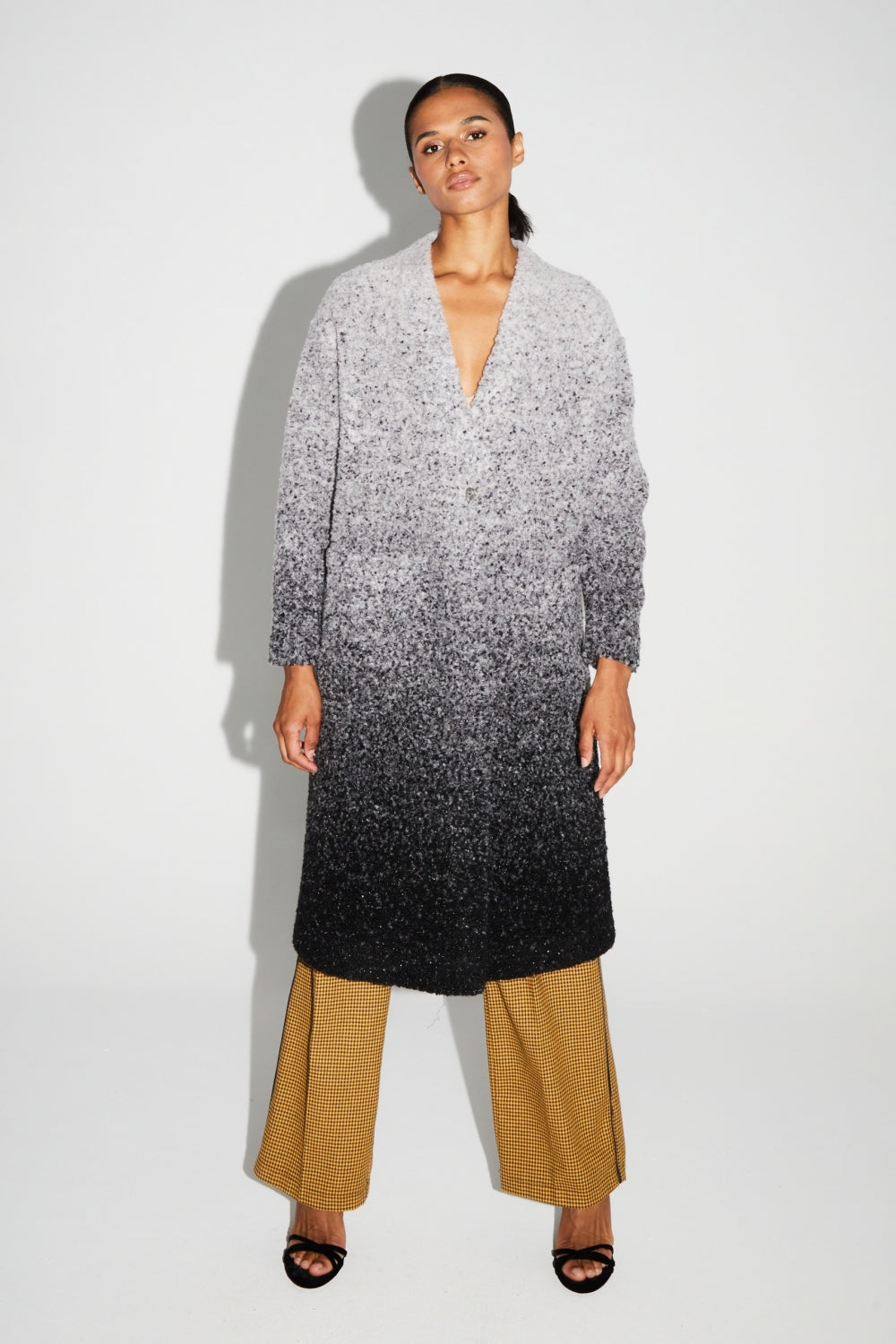 Doriane Bouclettes Jacket Gradient Gray Black Made In Italy