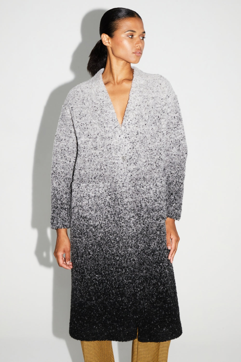 Doriane Bouclettes Jacket Gradient Gray Black Made In Italy