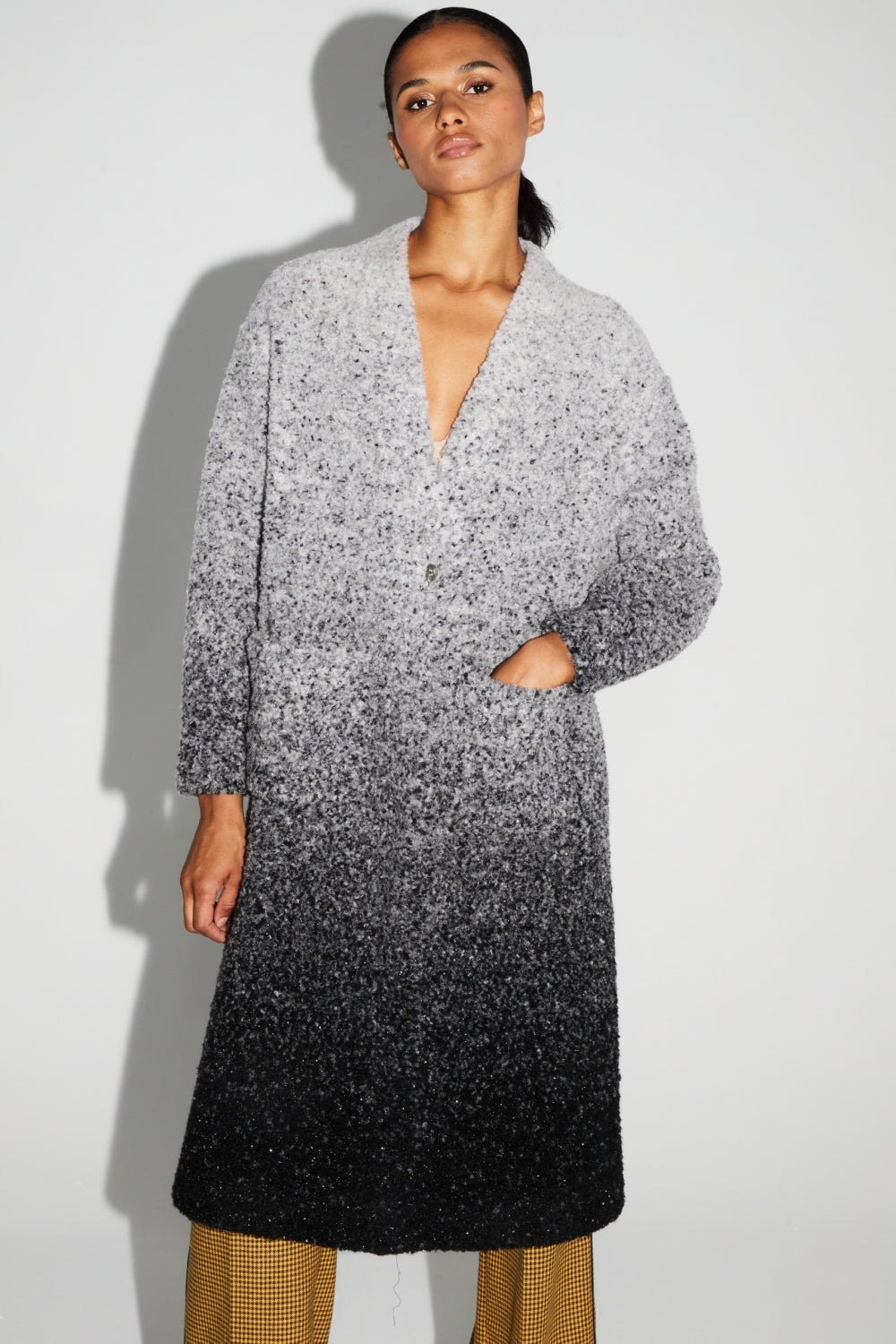 Doriane Bouclettes Jacket Gradient Gray Black Made In Italy