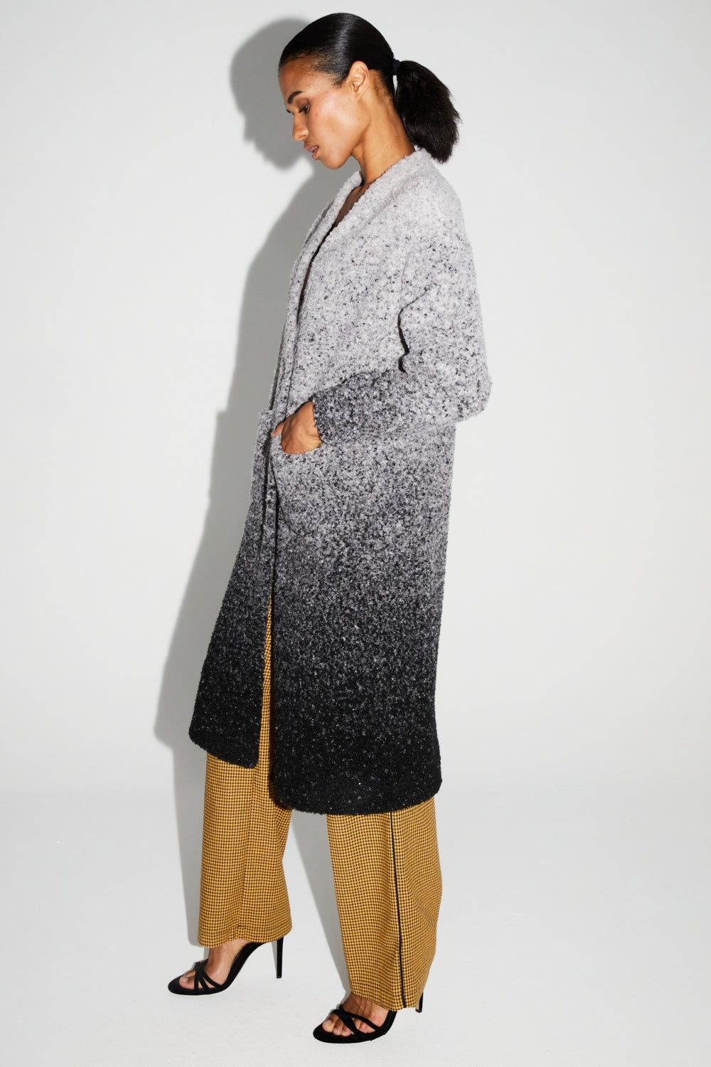 Doriane Bouclettes Jacket Gradient Gray Black Made In Italy