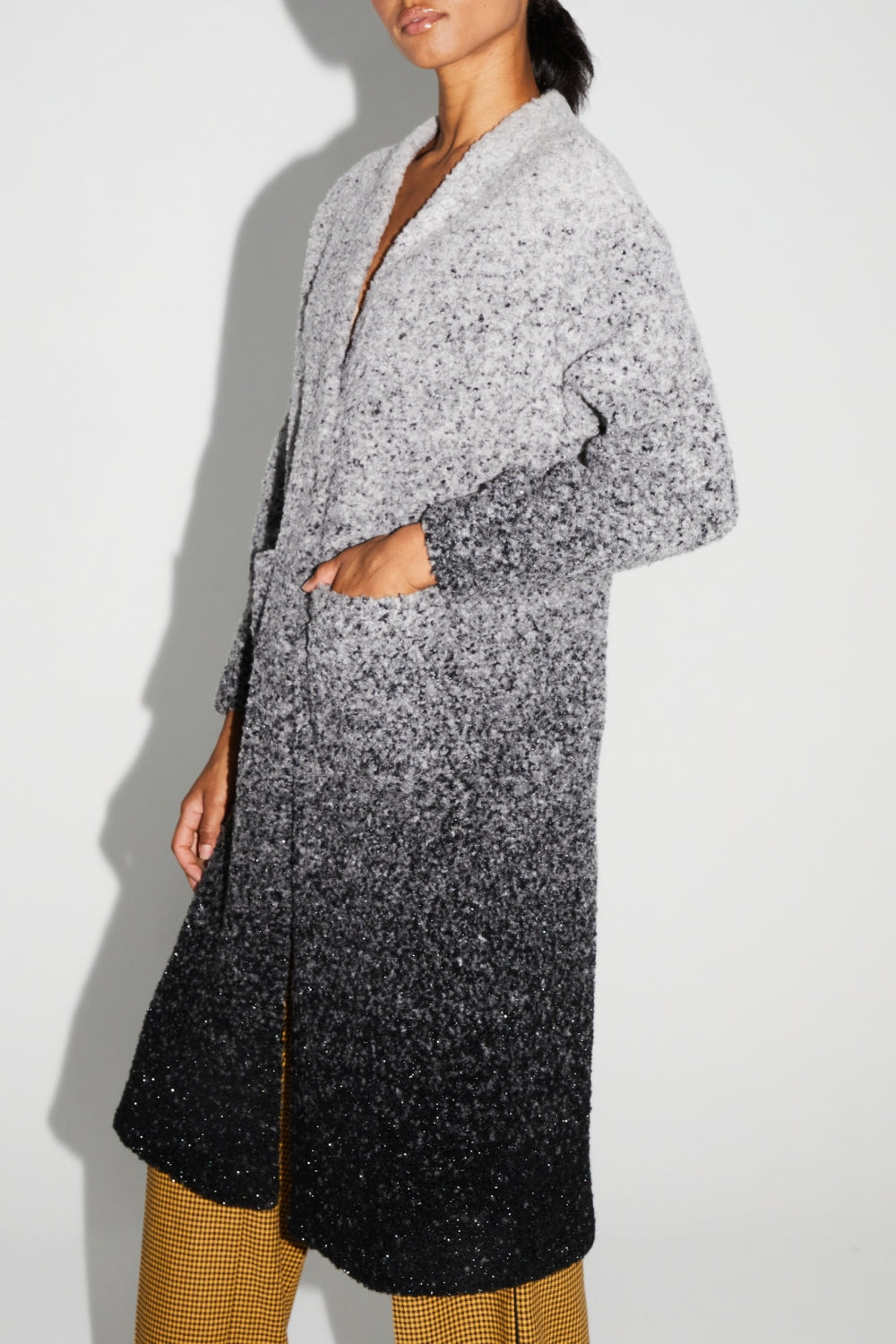 Doriane Bouclettes Jacket Gradient Gray Black Made In Italy