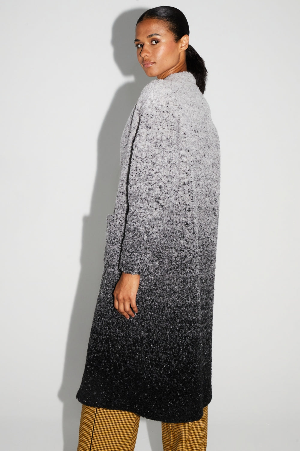 Doriane Bouclettes Jacket Gradient Gray Black Made In Italy