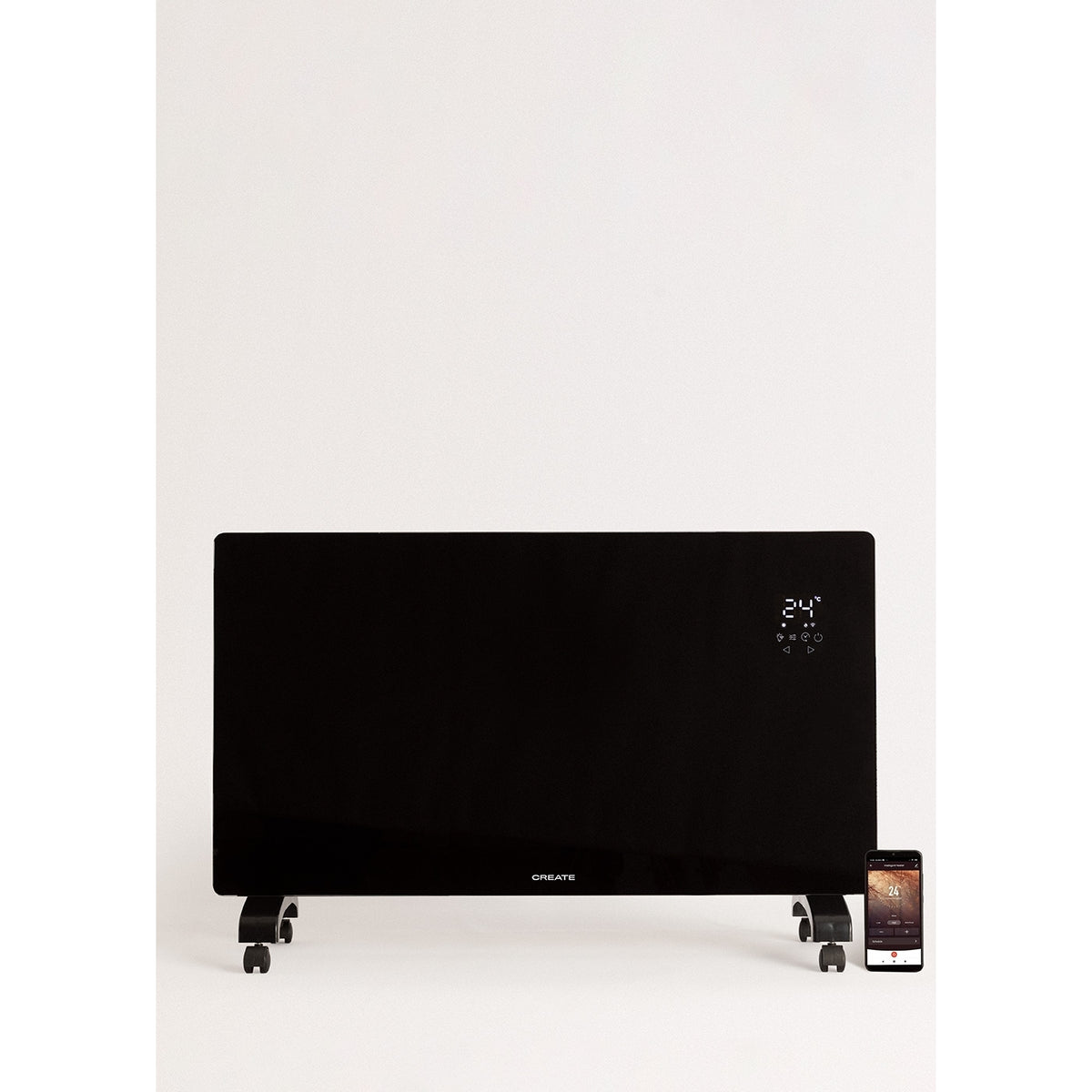 Warm Crystal 2500W - Convecteur Électrique En Verre Wifi Avec Roulettes - Noir