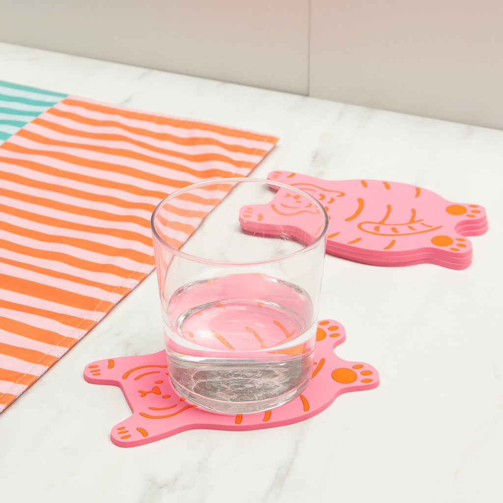 Lot De 4 Sous-Verres Tigre Rose