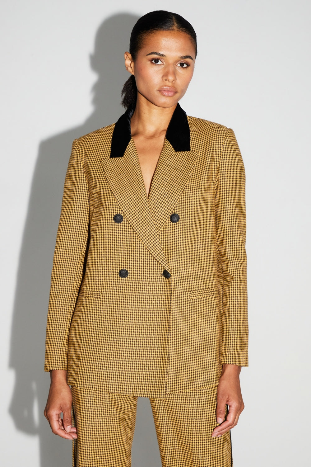 Blazer Ema Pied De Poule Zafferano Fabbricato In Italia - Giallo