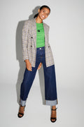 Blazer Ema De Pata De Gallo Lucky Star Azul Hecho En Italia