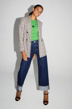 Blazer Ema De Pata De Gallo Lucky Star Azul Hecho En Italia