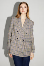 Blazer Ema De Pata De Gallo Lucky Star Azul Hecho En Italia