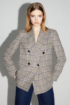 Blazer Ema De Pata De Gallo Lucky Star Azul Hecho En Italia