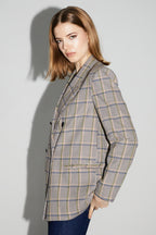 Blazer Ema De Pata De Gallo Lucky Star Azul Hecho En Italia