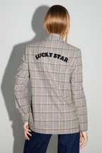 Blazer Ema De Pata De Gallo Lucky Star Azul Hecho En Italia