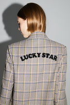 Blazer Ema De Pata De Gallo Lucky Star Azul Hecho En Italia