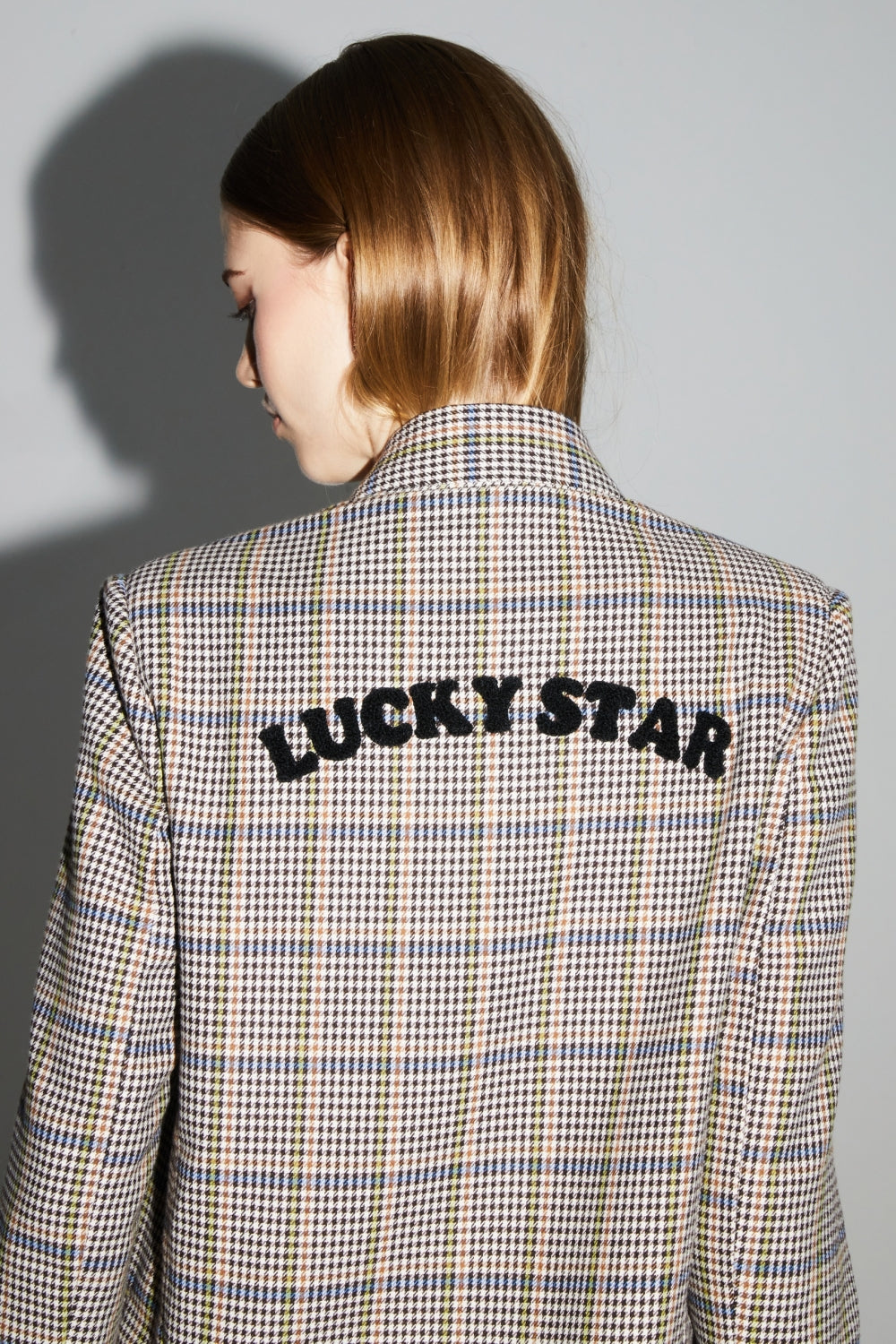Blazer Ema De Pata De Gallo Lucky Star Azul Hecho En Italia