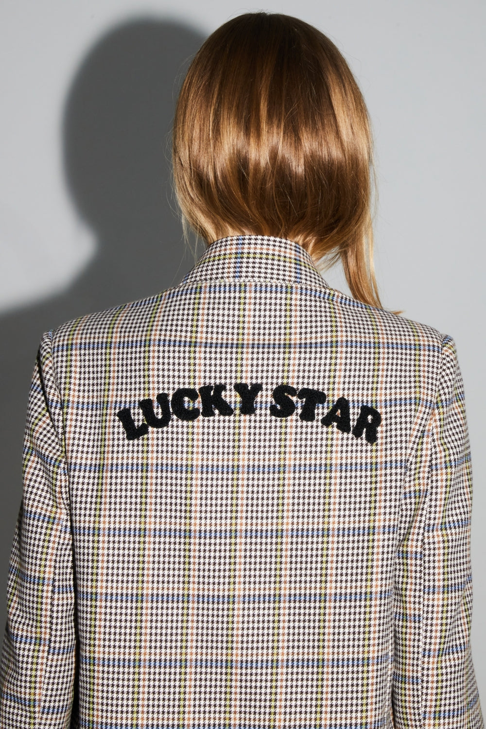 Blazer Ema De Pata De Gallo Lucky Star Azul Hecho En Italia