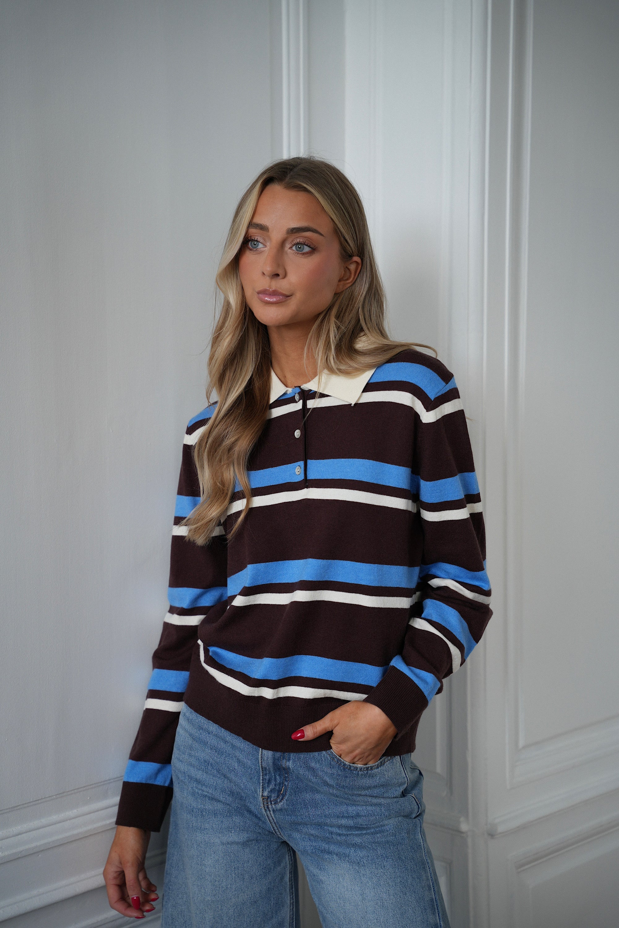 Zola Striped Polo Shirt - Blue