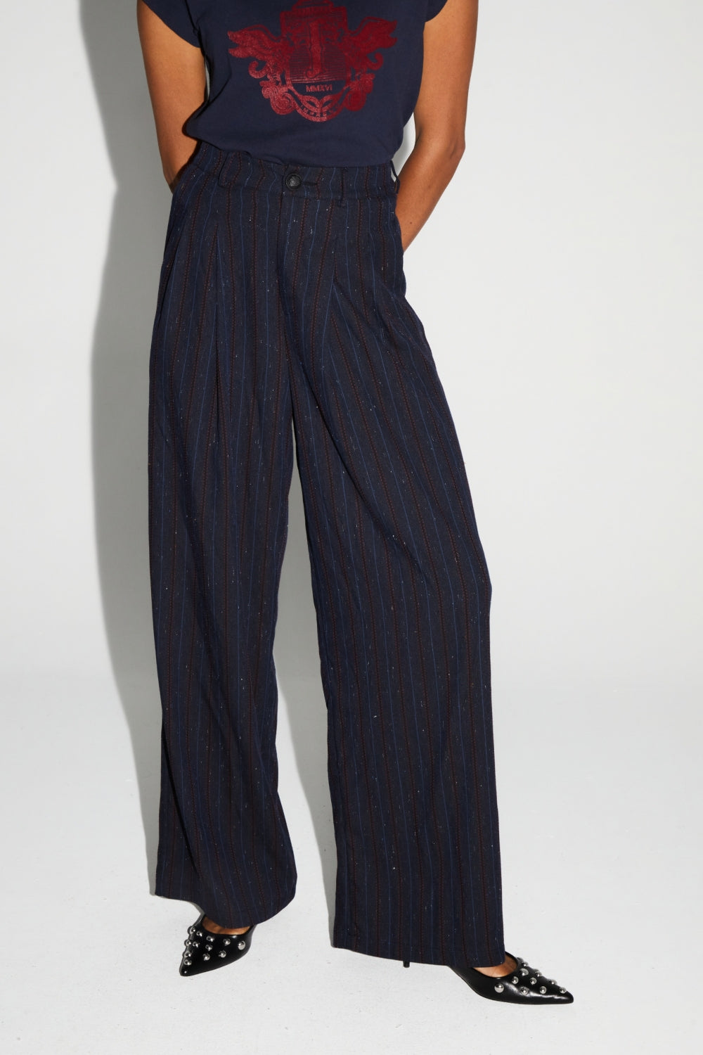 Pantaloni Astrid Héritage Navy Fabbricati In Italia - Bordeaux