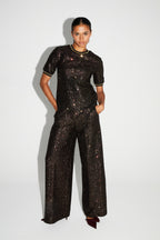 Charlie Pants with Burgundy and Gold Sequins Made in Italy