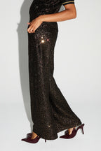Charlie Pants with Burgundy and Gold Sequins Made in Italy