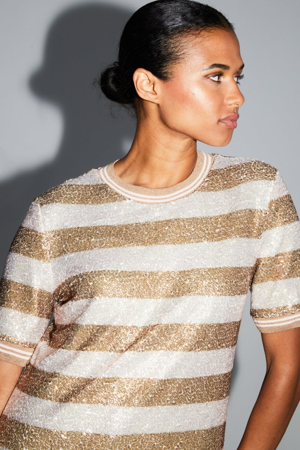 Blouse Poppy Rayures Gold Fabriquée En Italie