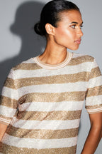 Blouse Poppy Rayures Gold Fabriquée En Italie