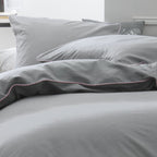 Percale Permanent Premium - Parure De Lit Piping Percale - Acier
