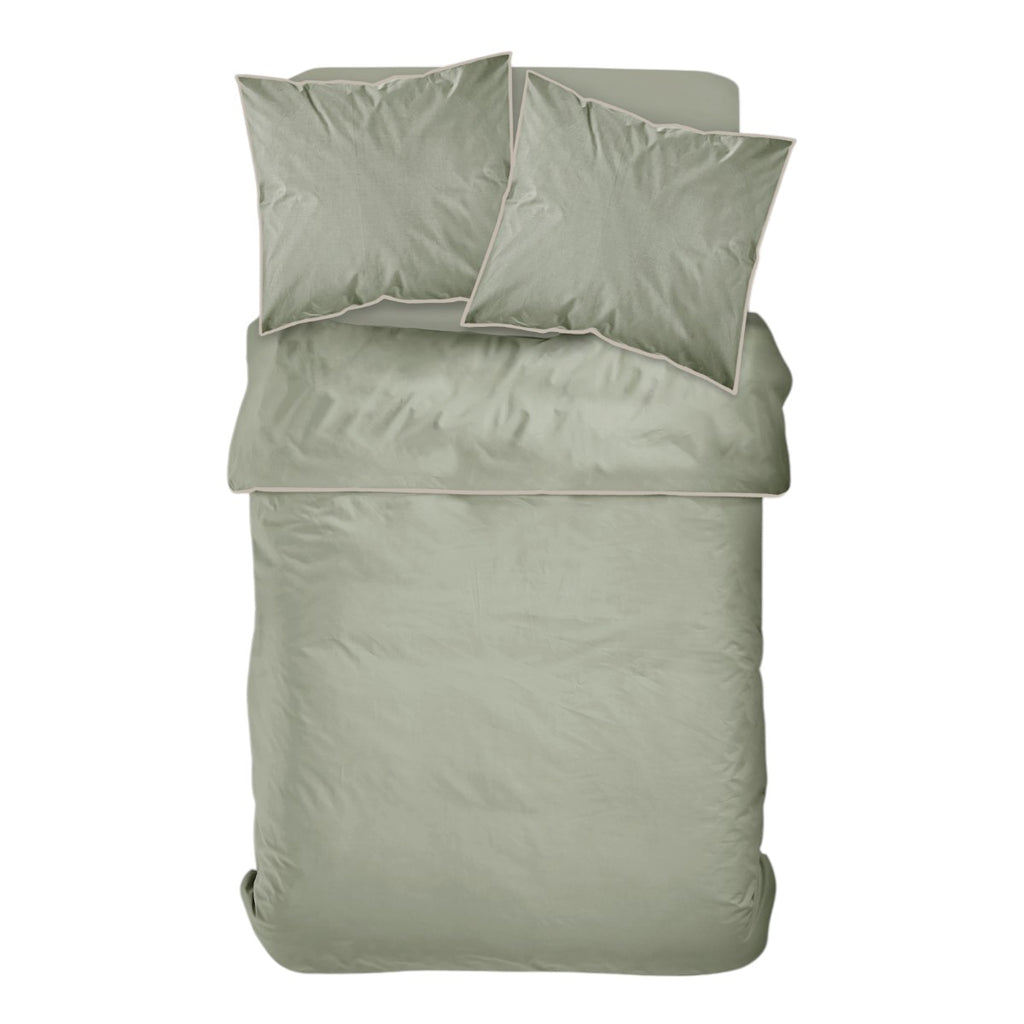Percale Permanent Premium - Parure De Lit Piping Percale - Sauge