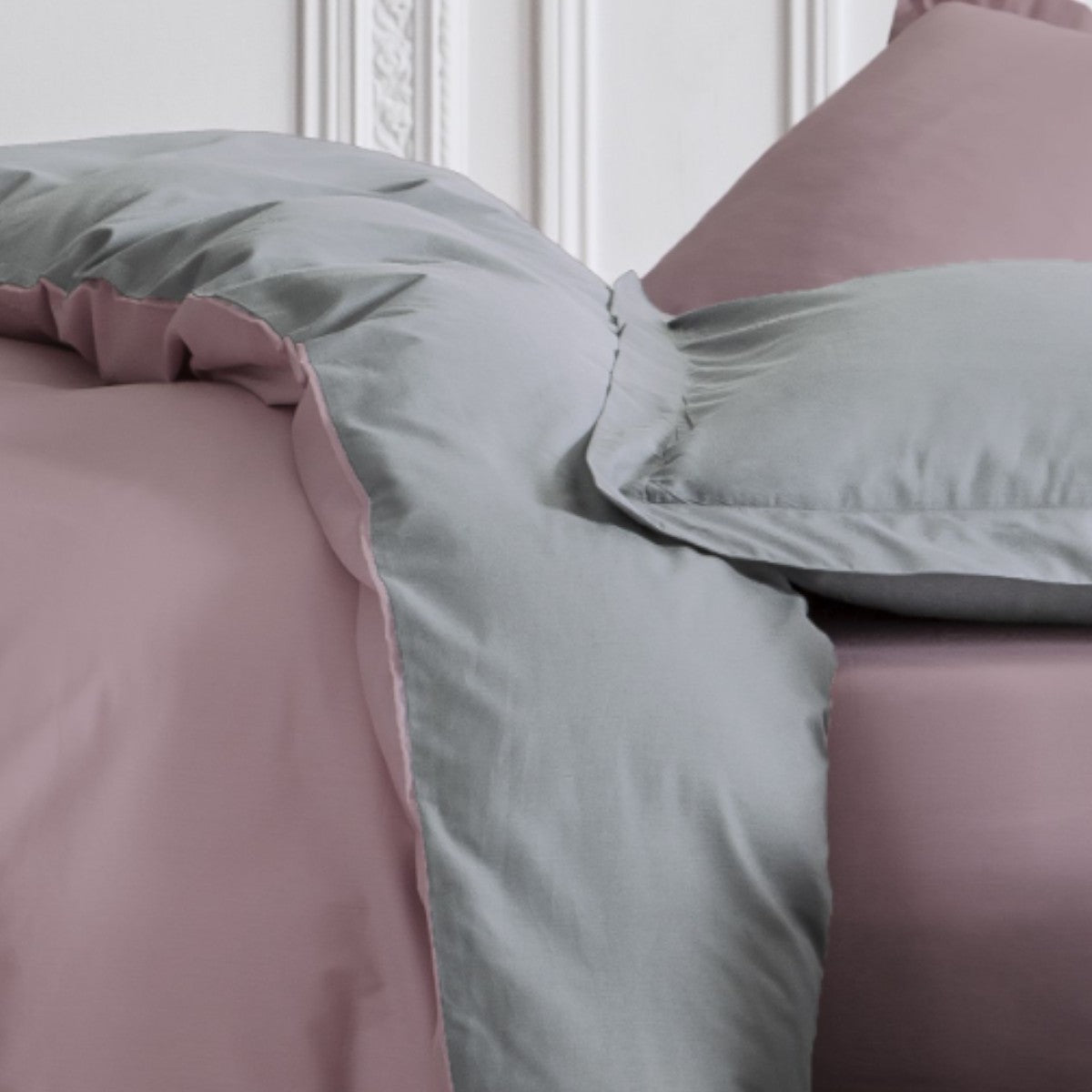 Percale Permanent Premium - Two-Tone Percale Bedding Set - Steel