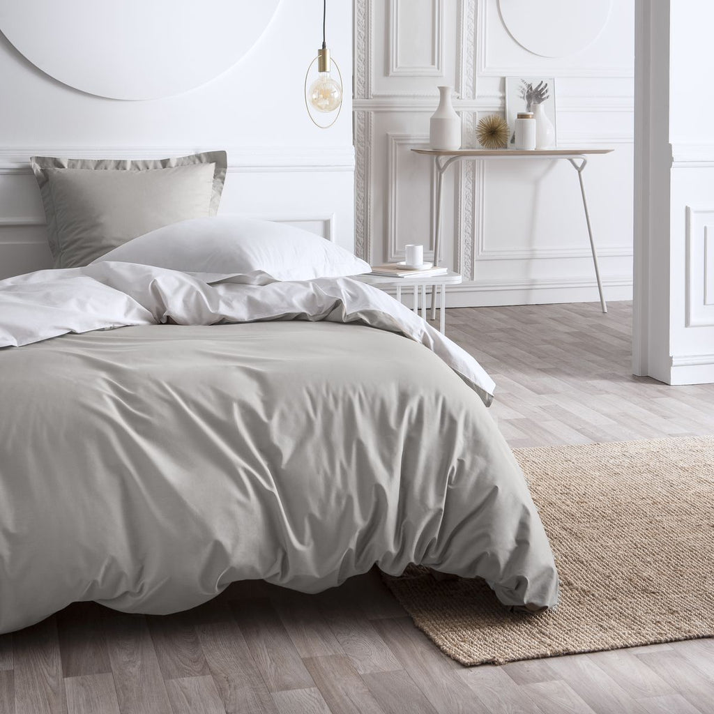 Premium Permanent Percale - Two-Tone Percale Bedding Set - Chalk