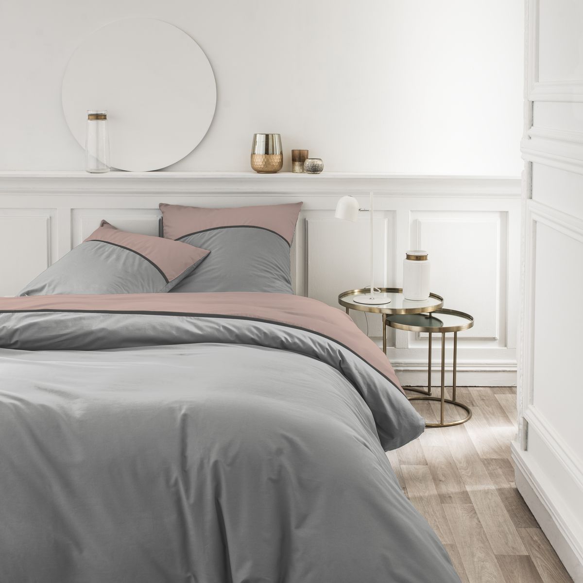Percale Permanent Premium - Tricolour Percale Bed Linen Set - Rose Des Sables