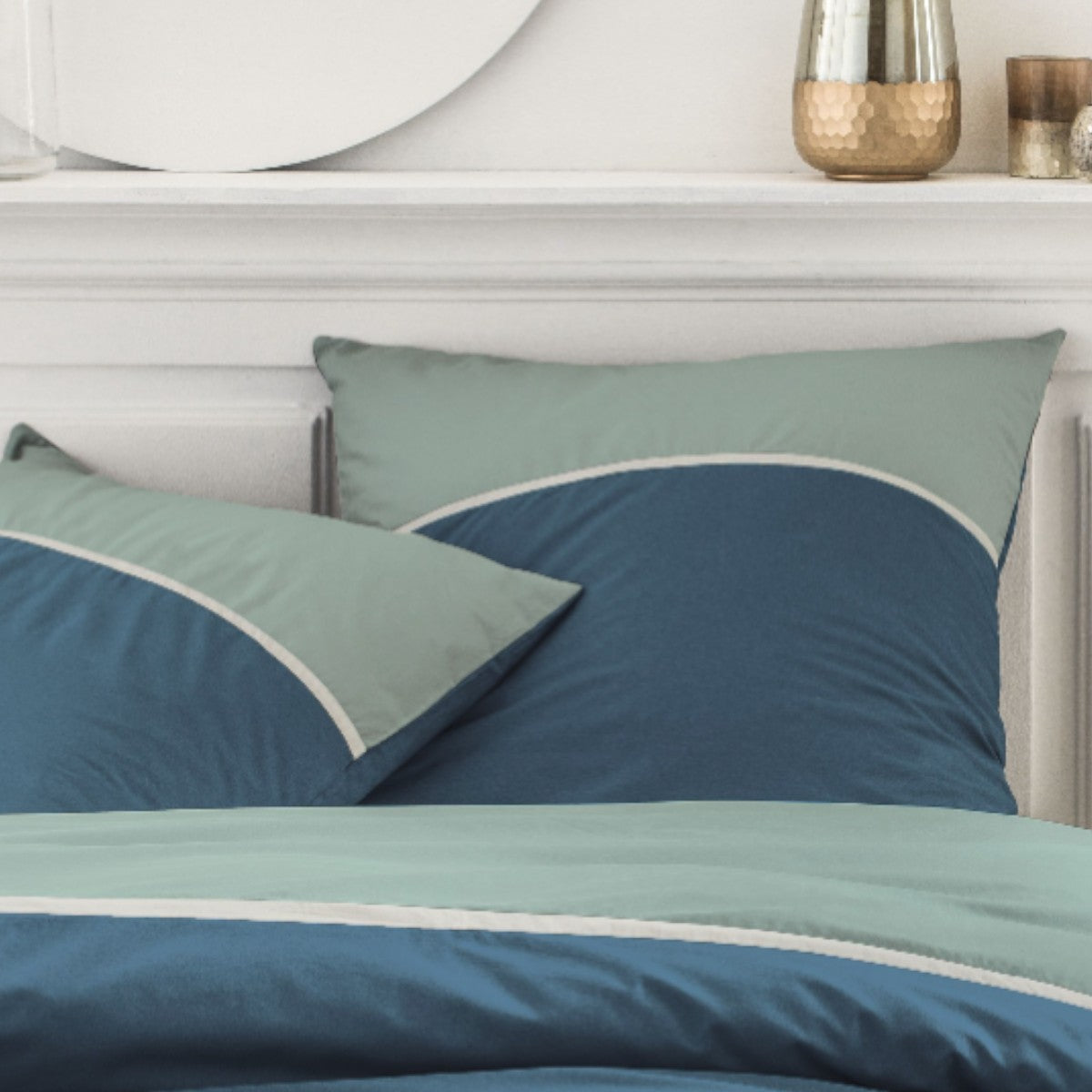 Percale Permanent Premium - Juego De Cama Tricolor Percal - Celadón