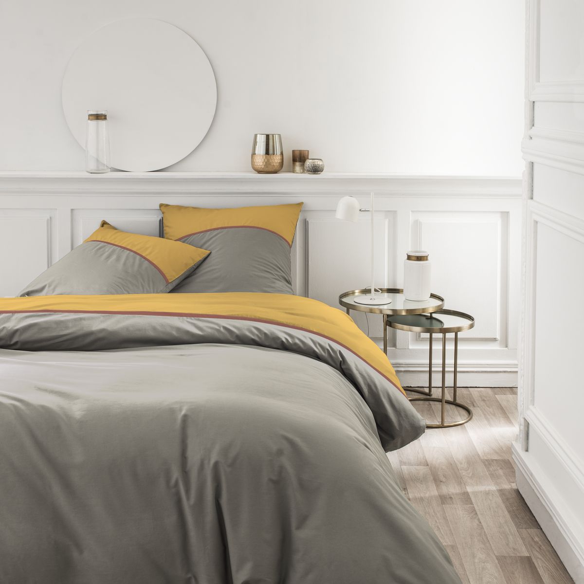 Percale Permanent Premium - Parure De Lit Tricolore Percale - Ocre