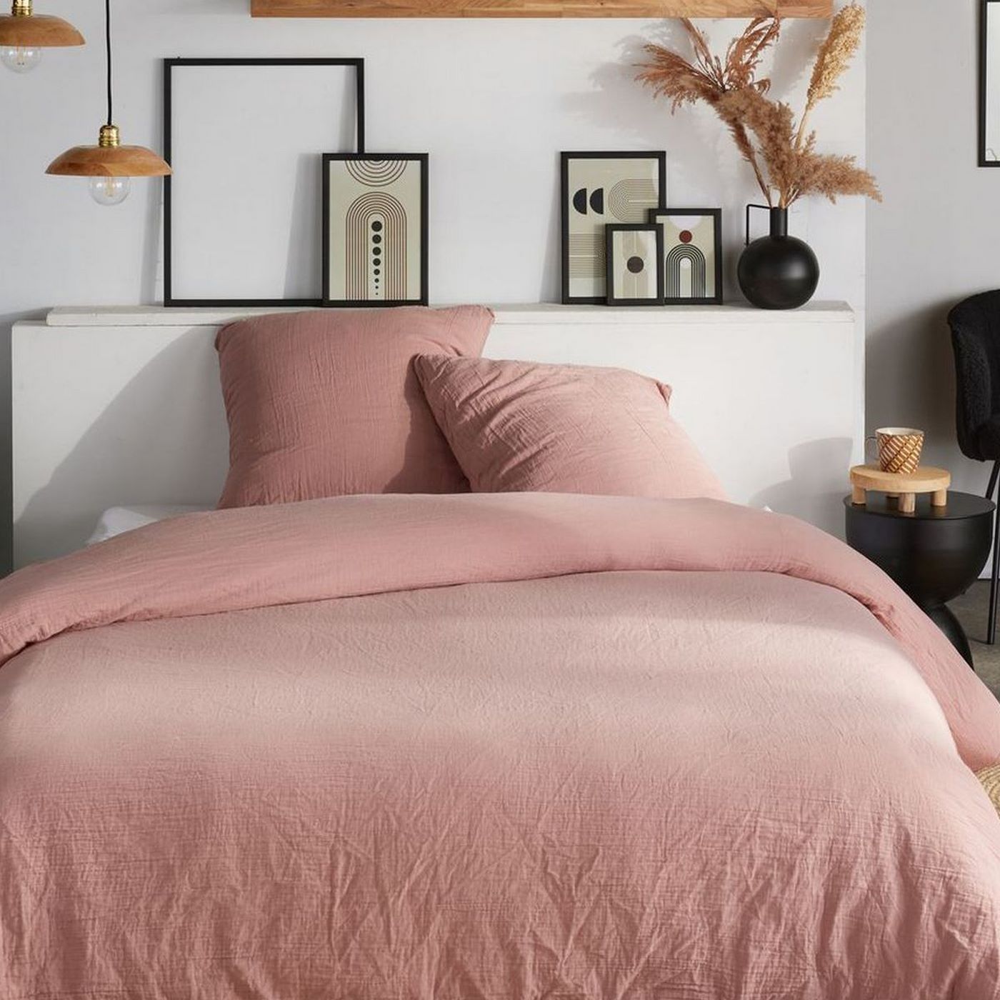 Gaze De Coton - Parure De Lit - Rose Des Sables