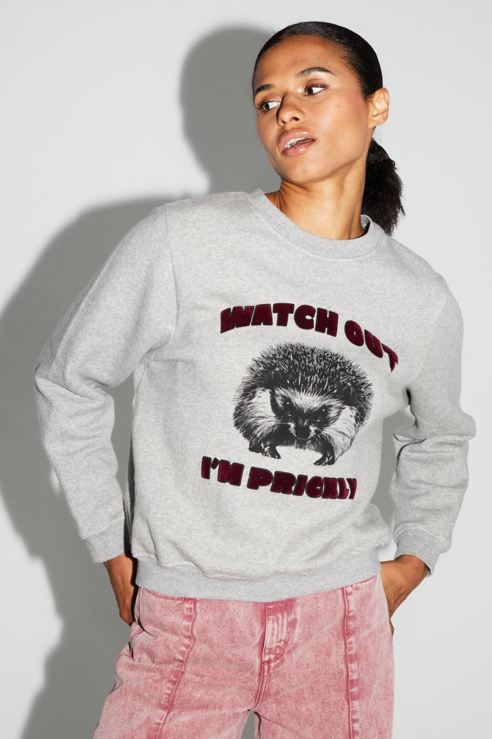 Sweatshirt Eddie riccio Prickly fabbricata in Portogallo - Bianco