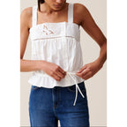 Embroidered Square-Neck Top