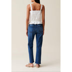 Embroidered Square-Neck Top