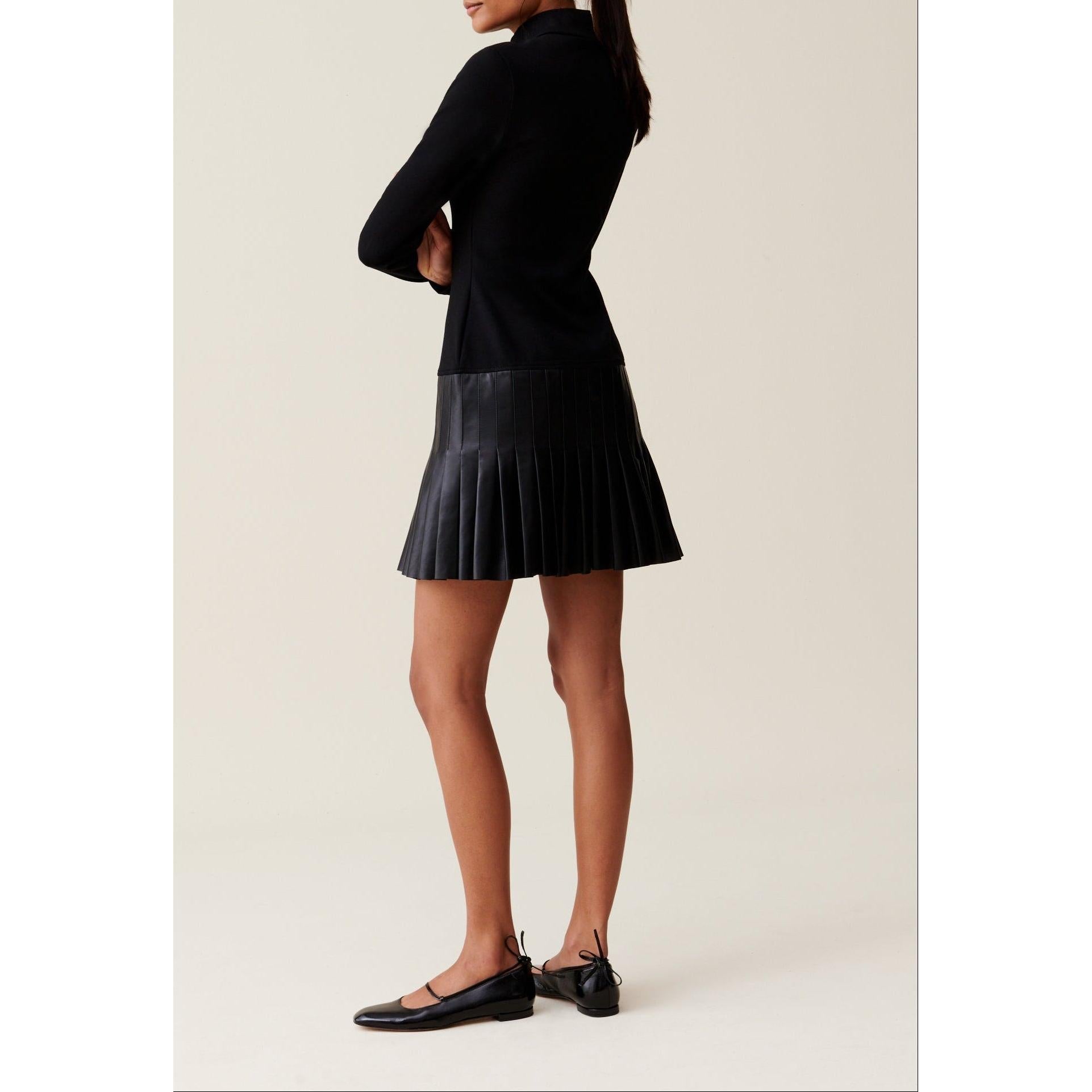 Claudie Pierlot - Black Bi-material Leather Dress