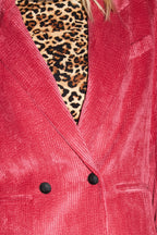 Ema Vintage Velvet Blazer Rosa Rojo Hecho En Italia