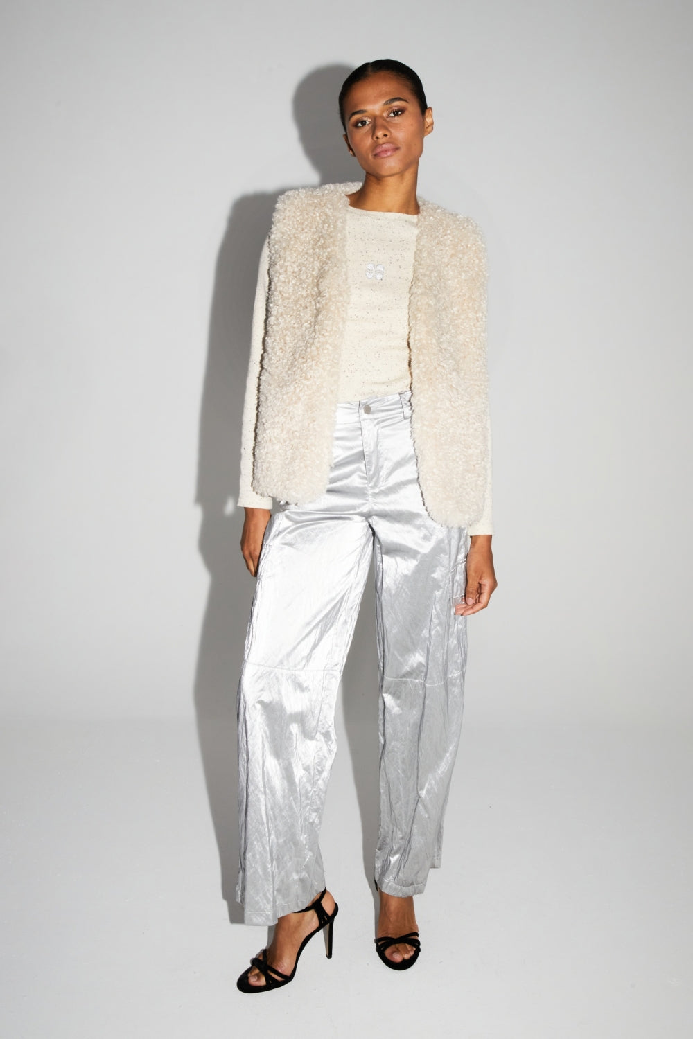 Nolan Mercurio Silver Cargo Pants Made In Italy