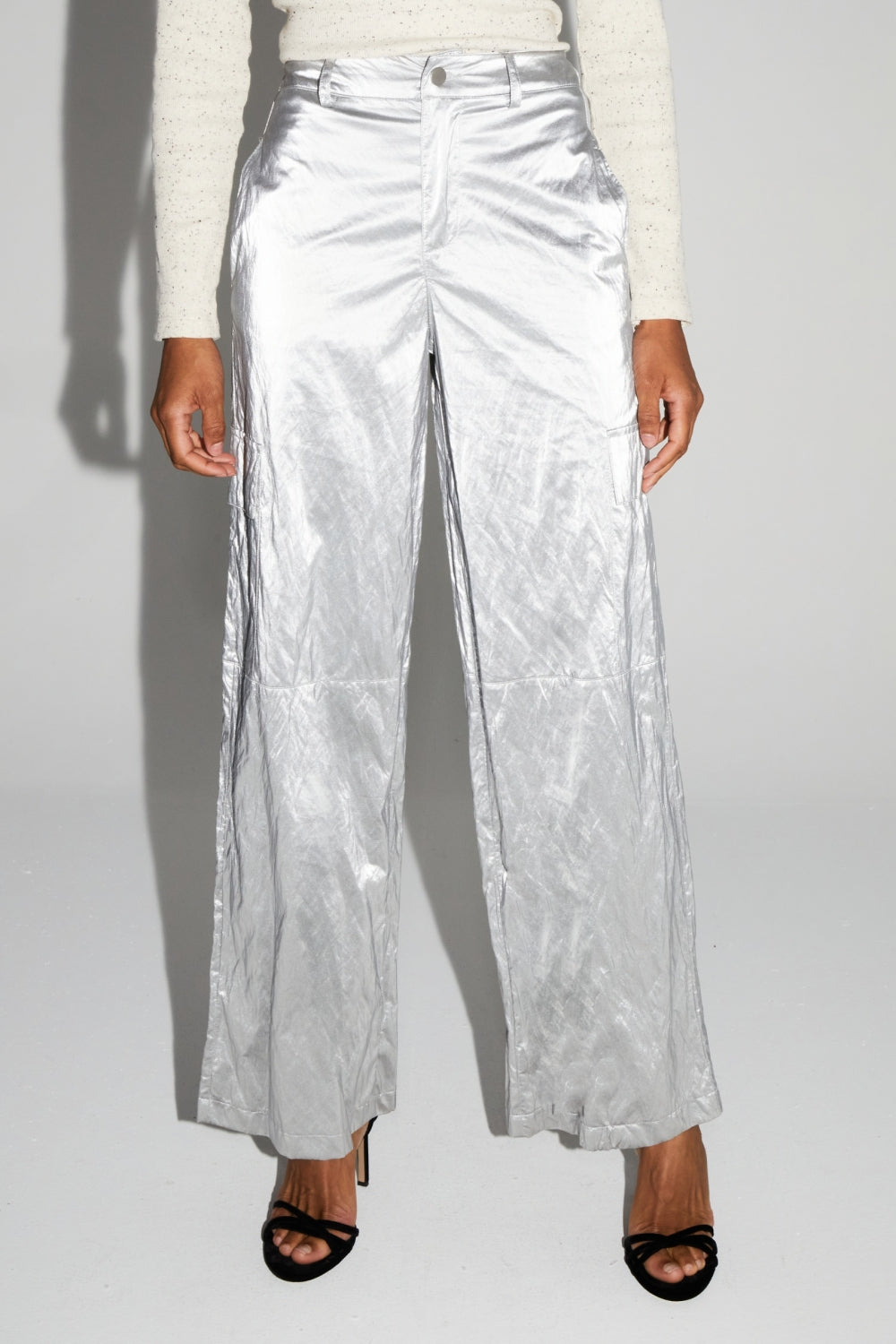 Nolan Mercurio Silver Cargo Pants Made In Italy