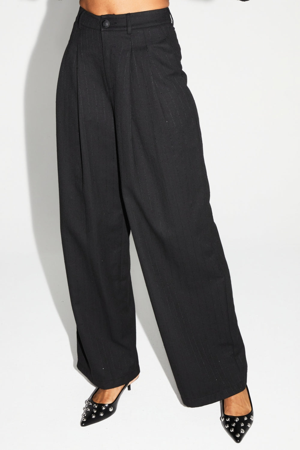 Pantalón Astrid Negro Brillante Hecho En Italia