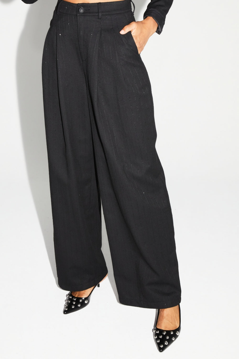 Pantalón Astrid Negro Brillante Hecho En Italia
