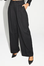 Pantalón Astrid Negro Brillante Hecho En Italia