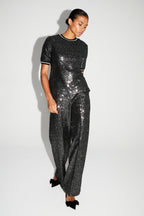 Black And Silver Sequin Charlie Pants Made In Italy